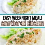 Easily prepare a flavorful entree with this delicious Smothered Chicken recipe. The chicken is juicy, tender, and will melt in your mouth with each bite you take. This easy chicken recipe is perfect for a quick weeknight meal for the family. Add this classic chicken recipe to your weekly meal plan.
