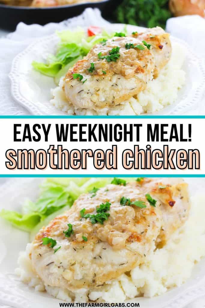 Easily prepare a flavorful entree with this delicious Smothered Chicken recipe. The chicken is juicy, tender, and will melt in your mouth with each bite you take. This easy chicken recipe is perfect for a quick weeknight meal for the family. Add this classic chicken recipe to your weekly meal plan.
