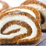 You can't go wrong with a classic pumpkin roll recipe. This easy fall dessert has a soft pumpkin cake filled with a slightly sweet cream cheese filling. Add a dusting of powdered sugar and you have a delicious fall dessert idea.