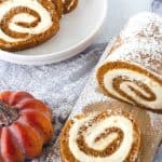 You can't go wrong with a classic pumpkin roll recipe. This easy fall dessert has a soft pumpkin cake filled with a slightly sweet cream cheese filling. Add a dusting of powdered sugar and you have a delicious fall dessert idea.