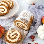 You can't go wrong with a classic pumpkin roll recipe. This easy fall dessert has a soft pumpkin cake filled with a slightly sweet cream cheese filling. Add a dusting of powdered sugar and you have a delicious fall dessert idea.