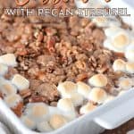This easy Sweet Potato Casserole with Pecan Streusel is a holiday favorite! You can't beat the combination of sweet and salty flavors in this Thanksgiving dish that will have your family asking for seconds.