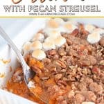 This easy Sweet Potato Casserole with Pecan Streusel is a holiday favorite! You can't beat the combination of sweet and salty flavors in this Thanksgiving dish that will have your family asking for seconds.