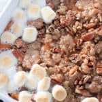 This easy Sweet Potato Casserole with Pecan Streusel is a holiday favorite! You can't beat the combination of sweet and salty flavors in this Thanksgiving dish that will have your family asking for seconds.