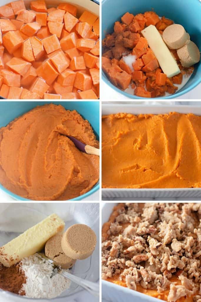This easy Sweet Potato Casserole with Pecan Streusel is a holiday favorite! You can't beat the combination of sweet and salty flavors in this Thanksgiving dish that will have your family asking for seconds.