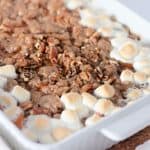 This easy Sweet Potato Casserole with Pecan Streusel is a holiday favorite! You can't beat the combination of sweet and salty flavors in this Thanksgiving dish that will have your family asking for seconds.