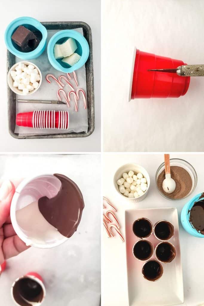 Are you a hot chocolate fan? These Hot Cocoa Bomb Cups are a fun gift to make for the holiday season. Learn how to make this easy DIY holiday food gift. Shaped like actual cups of hot cocoa, Solo Cup Chocolate Bombs are filled with hot cocoa mix, marshmallows and other delicious hot chocolate ingredients (think caramels, and peppermints).