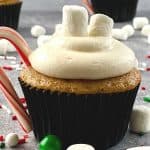 Combine the taste of your favorite warm beverage with a delicious baked cupcake treat when preparing these tasty Hot Chocolate Cupcakes. They’re the perfect dessert to serve during the holidays or winter months to your children and loved ones. This easy cupcake recipe is Santa-approved too.