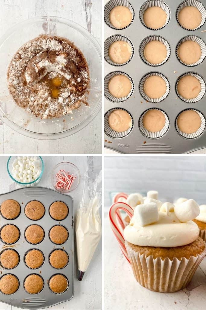 Combine the taste of your favorite warm beverage with a delicious baked cupcake treat when preparing these tasty Hot Chocolate Cupcakes. They’re the perfect dessert to serve during the holidays or winter months to your children and loved ones. This easy cupcake recipe is Santa-approved too.