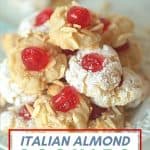 Get ready to prepare the tastiest Italian-style baked goods you’ve ever tried with this recipe for Italian Almond Cookies. Prepared with almond extract and other sweet ingredients, these cookies are full of flavor! These Italian Christmas Cookies are also great recipe to share at a Christmas Cookie Exchange. This easy cookie recipe is moist and full of almond flavor. Roll them in powdered sugar or slivered almonds and top with a candied cherry.