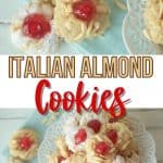 Get ready to prepare the tastiest Italian-style baked goods you’ve ever tried with this recipe for Italian Almond Cookies. Prepared with almond extract and other sweet ingredients, these cookies are full of flavor! These Italian Christmas Cookies are also great recipe to share at a Christmas Cookie Exchange. This easy cookie recipe is moist and full of almond flavor. Roll them in powdered sugar or slivered almonds and top with a candied cherry.