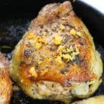 Make a delicious main dish entree with this recipe for Garlic Chicken Thighs. They’re juicy, tender, and full of flavor, making them the perfect meat to serve with your favorite side dishes. This easy chicken recipe is an easy weeknight meal idea.