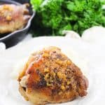 Make a delicious main dish entree with this recipe for Garlic Chicken Thighs. They’re juicy, tender, and full of flavor, making them the perfect meat to serve with your favorite side dishes. This easy chicken recipe is an easy weeknight meal idea.