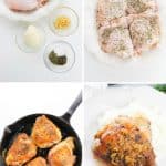 Make a delicious main dish entree with this recipe for Garlic Chicken Thighs. They’re juicy, tender, and full of flavor, making them the perfect meat to serve with your favorite side dishes. This easy chicken recipe is an easy weeknight meal idea.