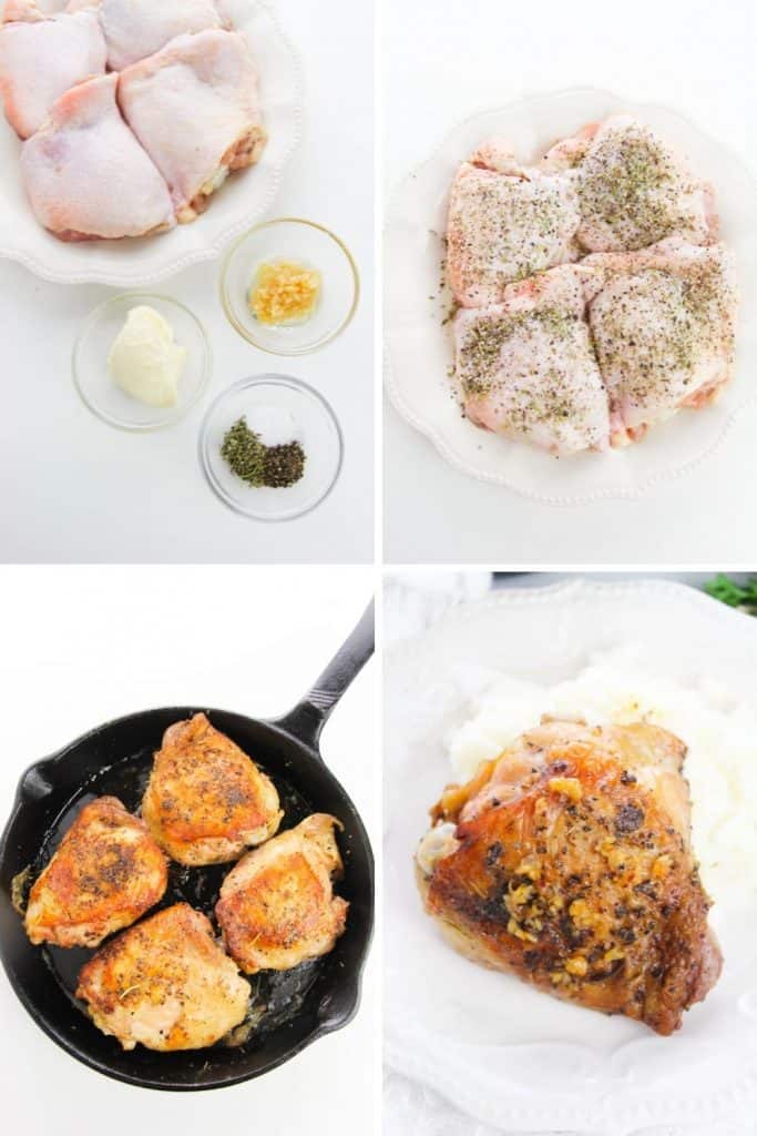 Make a delicious main dish entree with this recipe for Garlic Chicken Thighs. They’re juicy, tender, and full of flavor, making them the perfect meat to serve with your favorite side dishes. This easy chicken recipe is an easy weeknight meal idea.
