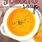 Satisfy your craving for something comforting and flavorful with this delicious Roasted Tomato Soup. Not only is it full of flavor, but it’s also easy to prepare and perfect for lunch, dinner, or even an appetizer. This easy homemade tomato soup recipe goes perfectly with a grilled cheese sandwich. This easy soup recipe is perfect for your lunch or dinner meal plan. It's the ultimate comfort food recipe.
