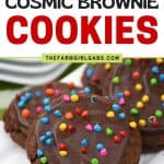 A chocolatey cookie with a chocolate ganache topping and colorful rainbow chips on top will be a showstopper in not only the presentation but in taste! Chocolate lovers definitely need to try this unique and delicious recipe for copycat Crumbl Cosmic Brownie Cookies.