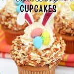 Enjoy the taste of these sweet, flavorful baked treats just in time for the Easter holiday with this recipe for Carrot Cake Bunny Cupcakes. Not only do they taste delicious, but they’re also so much fun to prepare! These Easter cupcakes are extra moist with a rich and silky cream cheese frosting swirled on top. These easy cupcakes are perfect for an Easter party or to serve as an Easter dessert after dinner.