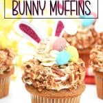 Enjoy the taste of these sweet, flavorful baked treats just in time for the Easter holiday with this recipe for Carrot Cake Bunny Cupcakes. Not only do they taste delicious, but they’re also so much fun to prepare! These Easter cupcakes are extra moist with a rich and silky cream cheese frosting swirled on top. These easy cupcakes are perfect for an Easter party or to serve as an Easter dessert after dinner.