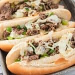 Enjoy the fresh flavor of a thinly sliced steak with cheese, onions, and peppers on rolls with this recipe for homemade Philly Cheesesteaks. If you’ve ever visited Philly (or any of the towns surrounding Philadelphia), you know that they are best known for the famous Philly Cheesesteak. This easy cheesesteak recipe is great to have for lunch and dinner.
