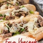 Enjoy the fresh flavor of a thinly sliced steak with cheese, onions, and peppers on rolls with this recipe for homemade Philly Cheesesteaks. If you’ve ever visited Philly (or any of the towns surrounding Philadelphia), you know that they are best known for the famous Philly Cheesesteak. This easy cheesesteak recipe is great to have for lunch and dinner.