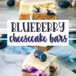 Ditch the traditional cheesecake that you have to eat with a fork and try this simple recipe for Blueberry Cheesecake Bars. These moist and delicious bars are full of sweet flavor and are perfect for a grab and go dessert. This easy blueberry dessert is a perfect dessert recipe for a party or potluck. Make this delicious bar recipe while blueberries are in peak season during the summer months.