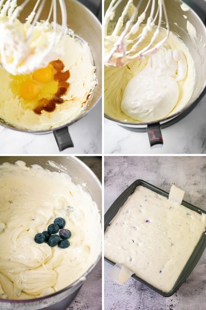 Ditch the traditional cheesecake that you have to eat with a fork and try this simple recipe for Blueberry Cheesecake Bars. These moist and delicious bars are full of sweet flavor and are perfect for a grab and go dessert. This easy blueberry dessert is a perfect dessert recipe for a party or potluck. Make this delicious bar recipe while blueberries are in peak season during the summer months.