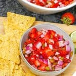 If you’re looking for a zesty, slightly sweet treat to eat with your favorite tortilla trips, try this delicious Strawberry Salsa. It’s light, refreshing, and super flavorful. It's the perfect summer salsa recipe to sink your teeth into.