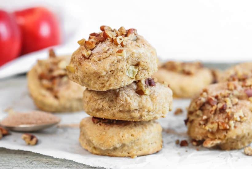 Make these perfectly flaky and flavorful Apple Cider County Scones using this simple recipe. These apple scones will melt in your mouth and are perfect for pairing with a warm or cold beverage in the morning! These scones are a great fall baking recipe when apples are in season. But, they can be made year-round too.