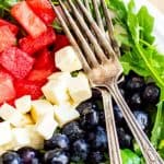 Watermelon Feta Arugula Salad is the perfect summer salad! The sweetness of the watermelon pairs perfectly with the salty feta, and the peppery arugula gives it a nice bite. If you're looking for a delicious summer salad, then this Watermelon Feta Arugula Salad is just what you've been looking for! It also makes a great patriotic recipe for your 4th of July party.