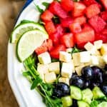 Watermelon Feta Arugula Salad is the perfect summer salad! The sweetness of the watermelon pairs perfectly with the salty feta, and the peppery arugula gives it a nice bite. If you're looking for a delicious summer salad, then this Watermelon Feta Arugula Salad is just what you've been looking for! It also makes a great patriotic recipe for your 4th of July party.