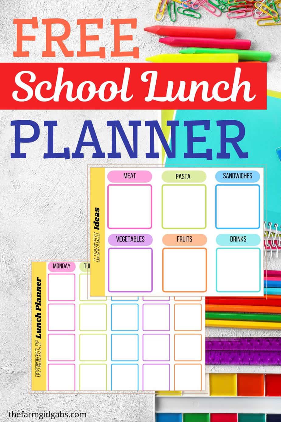 School Lunch Planner - The Farm Girl Gabs®