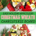 Charcuterie boards are a great party appetizer idea, especially during the holiday season. This festive, and delicious Christmas Wreath Charcuterie Board will wow your guests for the holidays.