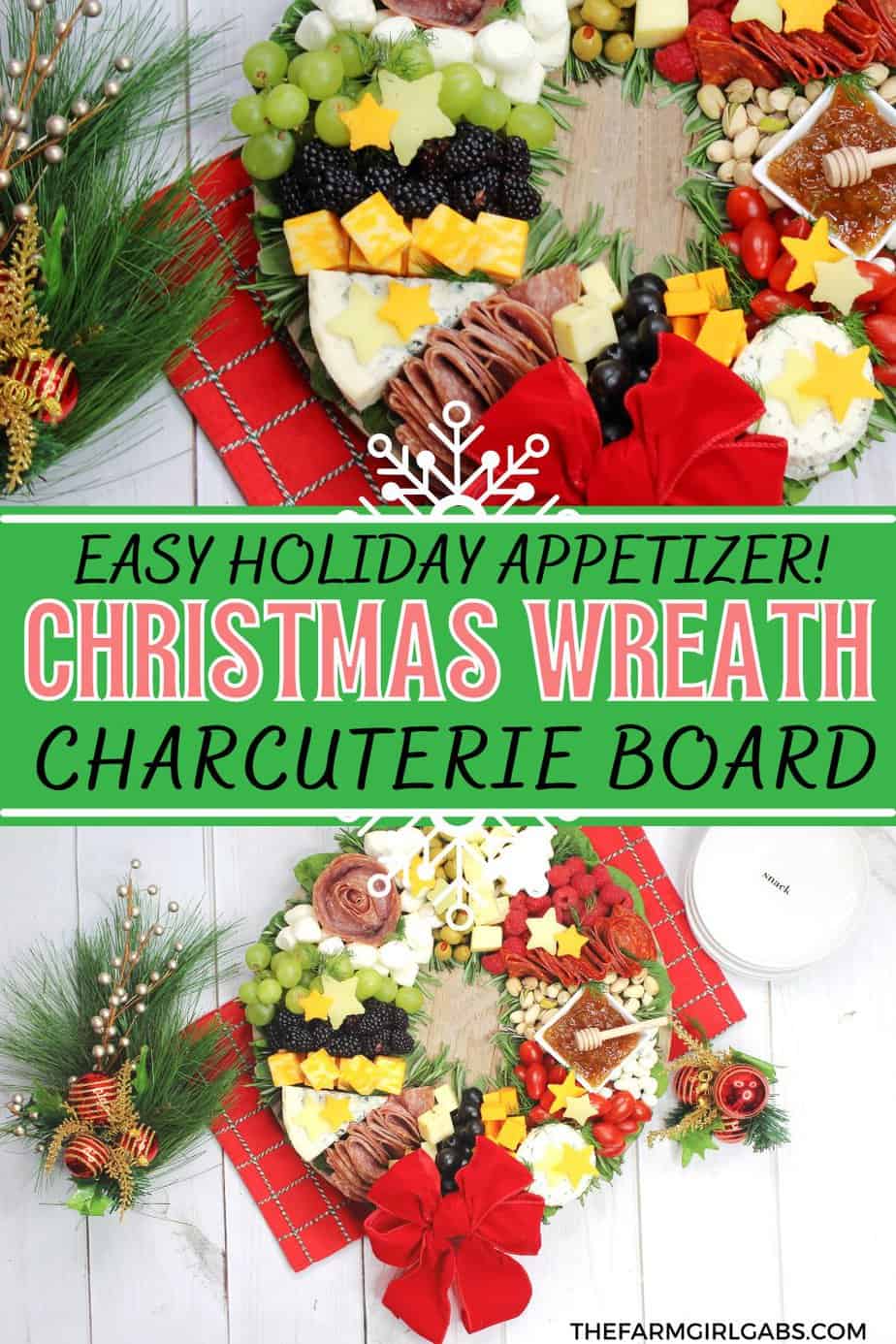 Charcuterie boards are a great party appetizer idea, especially during the holiday season. This festive, and delicious Christmas Wreath Charcuterie Board will wow your guests for the holidays.