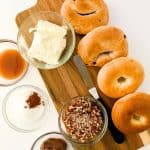 You’ve likely heard of butter boards, but what about a Cream Cheese Bagel Board? If you’re a bagel lover who looks forward to spreading them with cream cheese, you will love this easy-to-assemble board. This fun version of a charcuterie board is a great breakfast or brunch recipe idea.