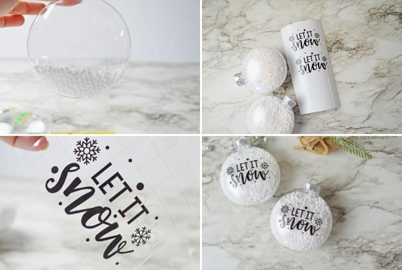 Who says you need the most expensive ornaments to make your Christmas tree look amazing? Learn how to easily create the most beautiful Let It Snow Ornament to hang on the tree or give as a gift. This DIY Ornament is an easy holiday Cricut Craft Idea. It is a great homemade Christmas gift craft idea.