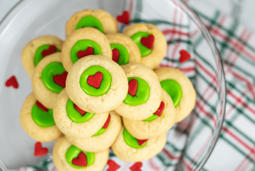 Grinch Thumbprint Cookies