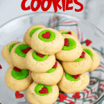 The Grinch may be a mean one, but you don’t have to be when serving up these tasty Grinch Thumbprints. These sweet and easy thumbprint cookies look as good as they taste and will be a huge hit this holiday! This is an easy Christmas cookie recipe to enjoy with family or make for a Christmas Cookie Exchange.