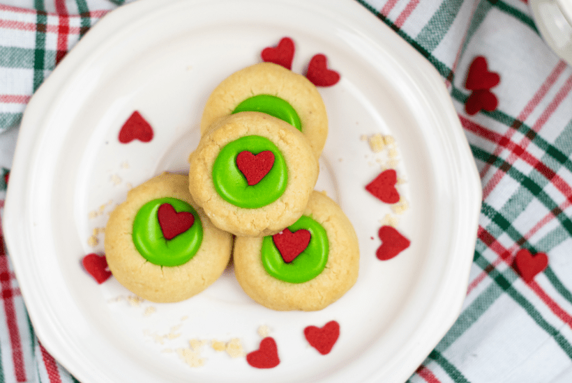 Grinch Thumbprint Cookies