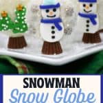Prepare perfectly decorated Snowman Snow Globe Cookies for the holidays. These sweet, decorative holiday cookies are a must-have for children and adults. This easy cookie recipe is made with OREOS. These chocolate covered OREOS are a fun Christmas Cookie recipe to make and share.