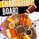 Host your family and friends over for the big game and serve this tasty and fun Football Charcuterie. It’s easy to assemble, contains lots of flavorful ingredients, and will be a huge hit at your game day party.