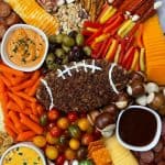 Host your family and friends over for the big game and serve this tasty and fun Football Charcuterie. It’s easy to assemble, contains lots of flavorful ingredients, and will be a huge hit at your game day party.