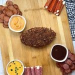 Host your family and friends over for the big game and serve this tasty and fun Football Charcuterie. It’s easy to assemble, contains lots of flavorful ingredients, and will be a huge hit at your game day party.