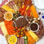 Host your family and friends over for the big game and serve this tasty and fun Football Charcuterie. It’s easy to assemble, contains lots of flavorful ingredients, and will be a huge hit at your game day party.