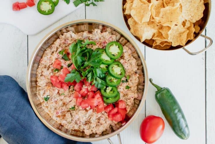 Searching for an easy dip recipe that is a real crowd-pleaser? This 3 Ingredient Rotel Sausage Dip recipe is loaded with zesty flavor, and is the perfect appetizer for any occasion