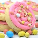 Enjoy a sweet holiday treat with these flavorful Copycat Crumbl Easter Whopper Cookies. From the bright pink frosting to their slightly soft texture, these cookies are sure to put a smile on your face!