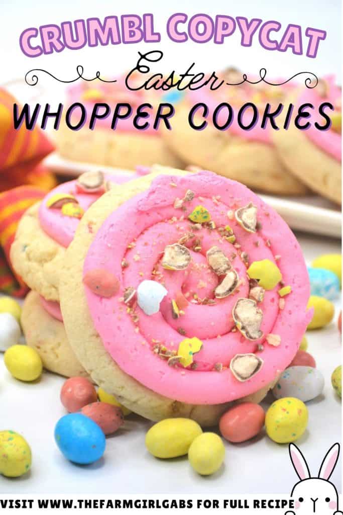 Enjoy a sweet holiday treat with these flavorful Copycat Crumbl Easter Whopper Cookies. From the bright pink frosting to their slightly soft texture, these cookies are sure to put a smile on your face!