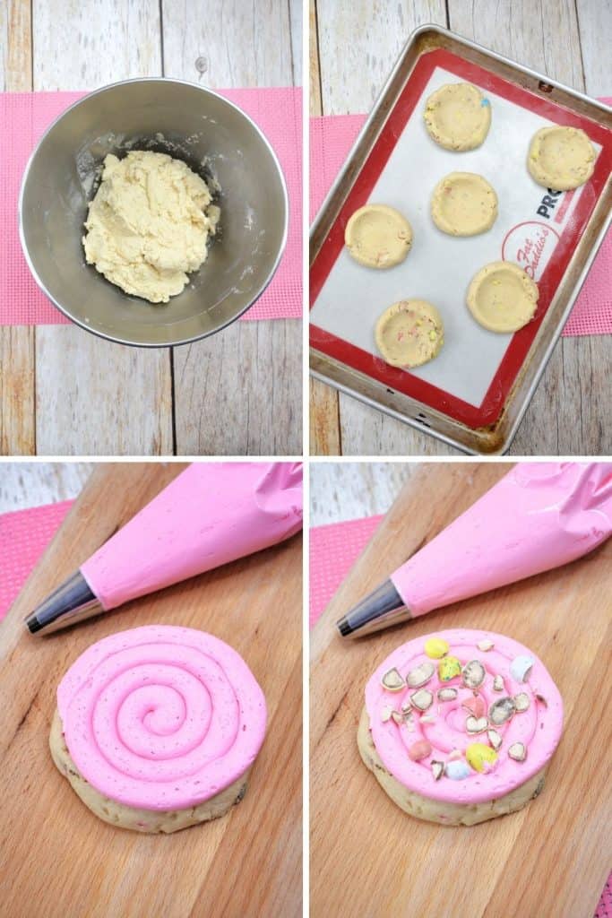 Enjoy a sweet holiday treat with these flavorful Copycat Crumbl Easter Whopper Cookies. From the bright pink frosting to their slightly soft texture, these cookies are sure to put a smile on your face!