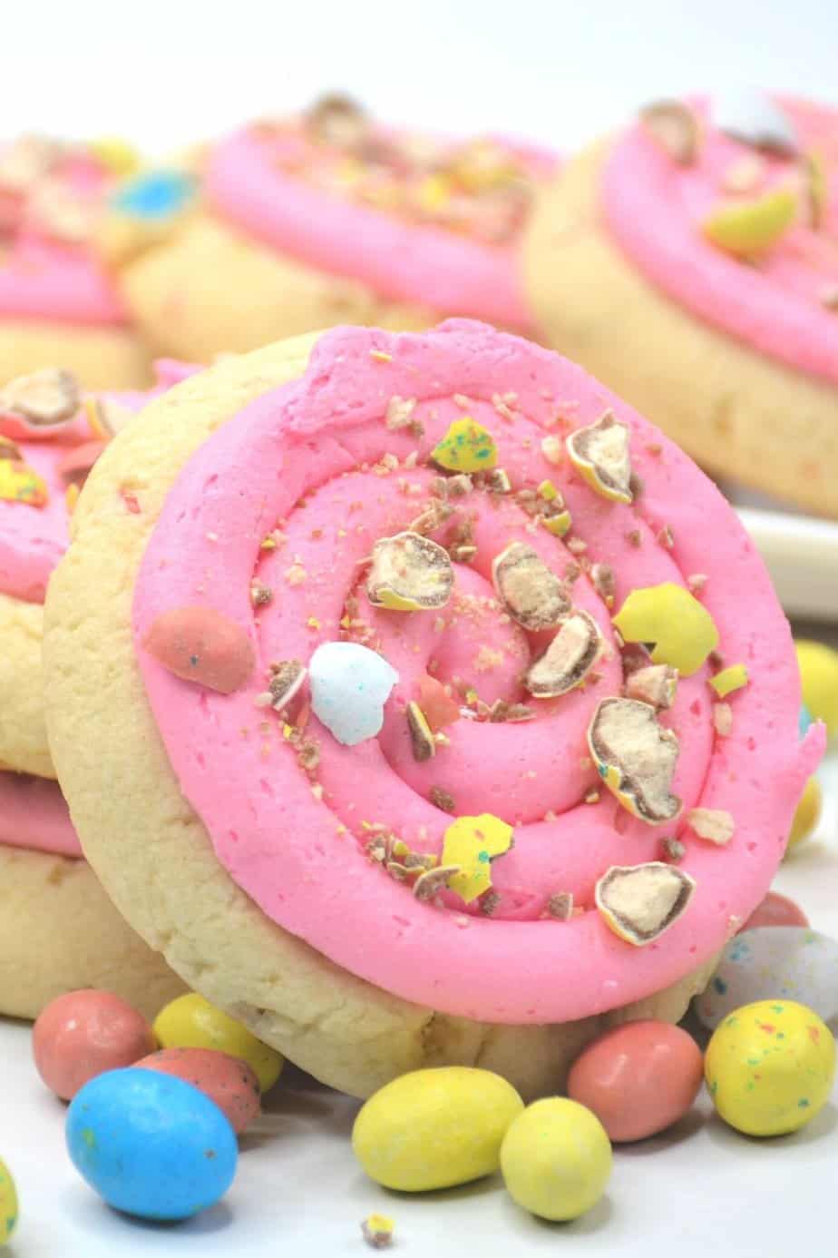 Enjoy a sweet holiday treat with these flavorful Copycat Crumbl Easter Whopper Cookies. From the bright pink frosting to their slightly soft texture, these cookies are sure to put a smile on your face!