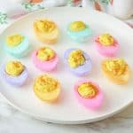 This easy recipe for Colorful Dyed Easter Deviled Eggs will take your deviled eggs to the next level this Easter. They're bright, fun, and super flavorful!